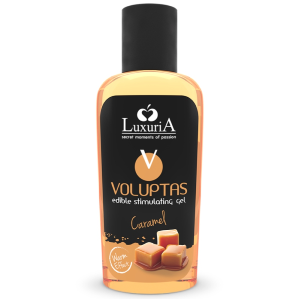 GEL DE MASSAGEM COMESTÍVEL LUXURIA VOLUPTAS EFEITO AQUECENTE - CARAMELO 100 ML