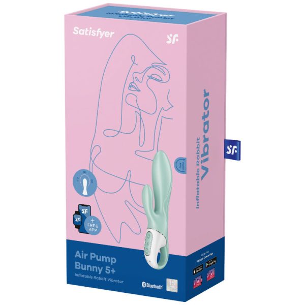 SATISFYER AIR PUMP BUNNY 5+ INFLATABLE RABBIT VIBRATOR APP - GREEN - Image 4