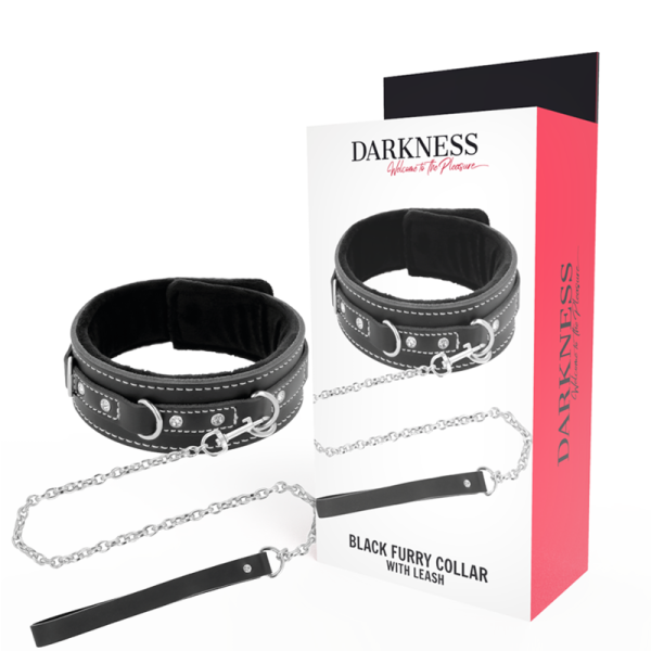 DARKNESS - COLAR DE COURO DE ALTA QUALIDADE COM TRELA