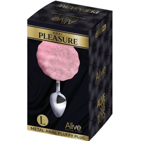 ALIVE - PLUG PRAZER ANAL METAL LISO FLUFFY ROSA TAMANHO L - Image 2