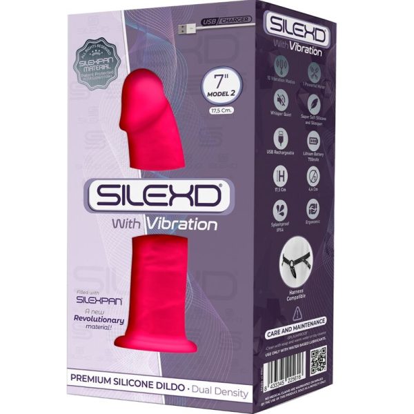 SILEXD - MODELO 1 VIBRADOR DE PÊNIS REALÍSTICO SILICONE PREMIUM SILEXPAN FÚCSIA 17,5 CM - Image 2