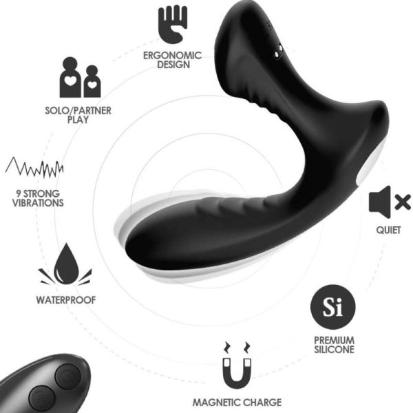 ARMONY - STORM VIBRADOR ANAL PRÓSTATA E PLUG CONTROLE REMOTO PRETO