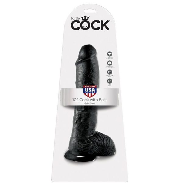 KING COCK 10" GALO PRETO COM BOLAS 25,4 CM