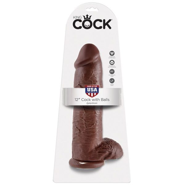 KING COCK 12" GALO CASTANHO COM BOLAS 30,48 CM