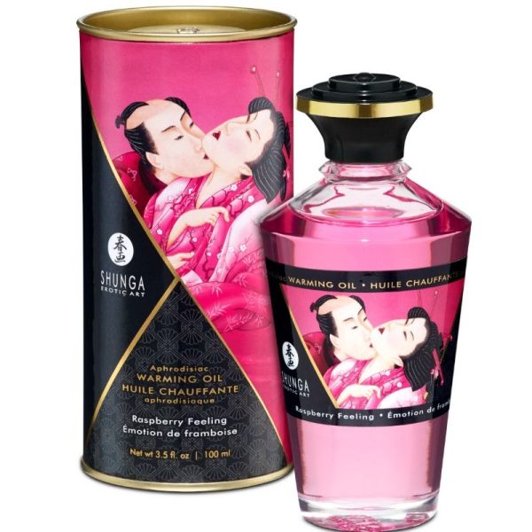 SHUNGA - ÓLEO DE MASSAGEM EFEITO CALOR SABOR INTENSO DE FRAMBOESA 100 ML