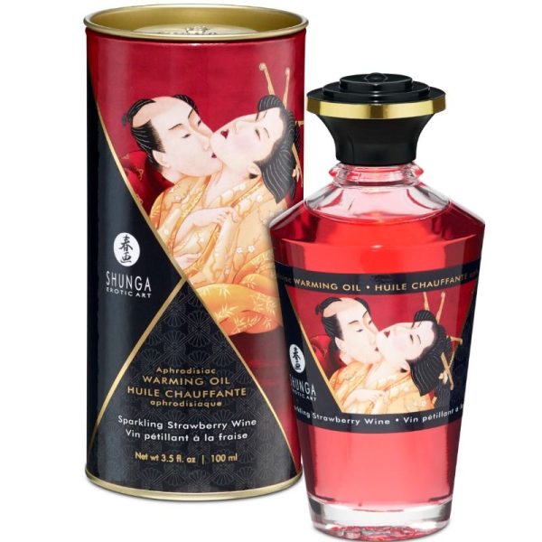 SHUNGA - ÓLEO DE MASSAGEM COM EFEITO CALOR DE MORANGOS E CAVA 100 ML