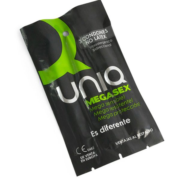 UNIQ - MEGASEX LATEX FREE SENSITIVE CONDOMS 3 UNITS