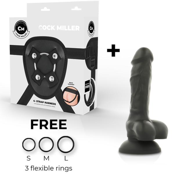 ARNÊS COCK MILLER + DENSIDADE DE SILICONE COCKSIL ARTICULÁVEL PRETO 13 CM - Image 2