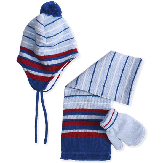 CONJUNTO DE GUANTES, GORRO Y BUFANDA PARA BEBÉS DE 9 A 18 MESES COLOR CELESTE