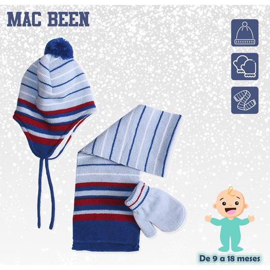 CONJUNTO DE GUANTES, GORRO Y BUFANDA PARA BEBÉS DE 9 A 18 MESES COLOR CELESTE - Image 2