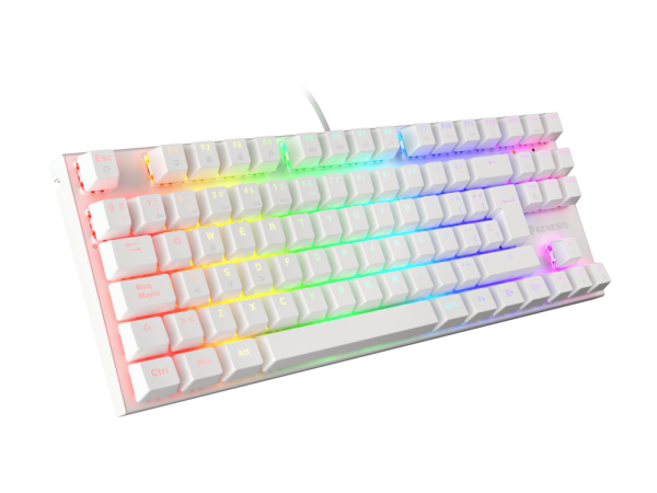 TECLADO GAMING GENESIS THOR 303 TKL RGB BLANCO MECANICO SWITCH OUTEMU MARRON