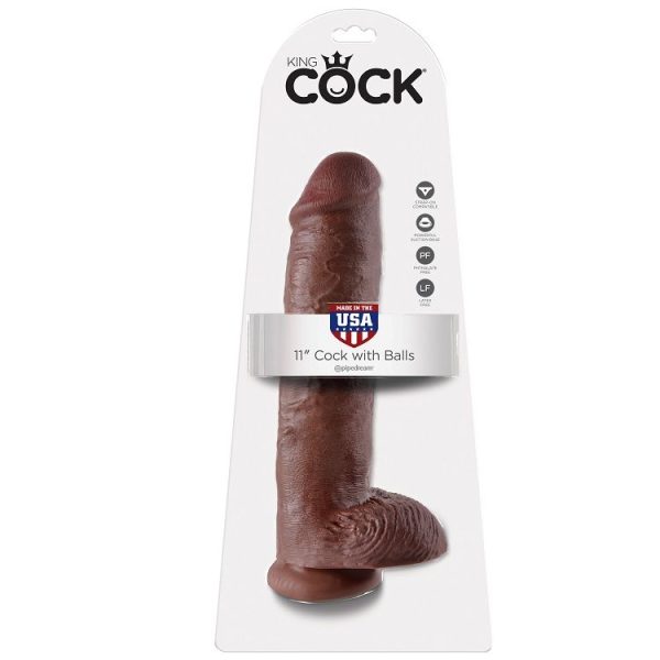 KING COCK 11" GALO CASTANHO COM BOLAS 28 CM - Image 2