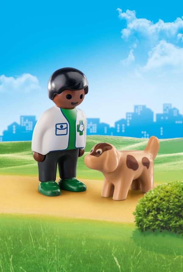 Playmobil 1.2.3 veterinario con perro