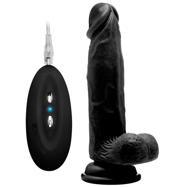 VIBRADOR REALÍSTICO COM TESTÍCULOS REALROCK 8” PRETO - Image 2