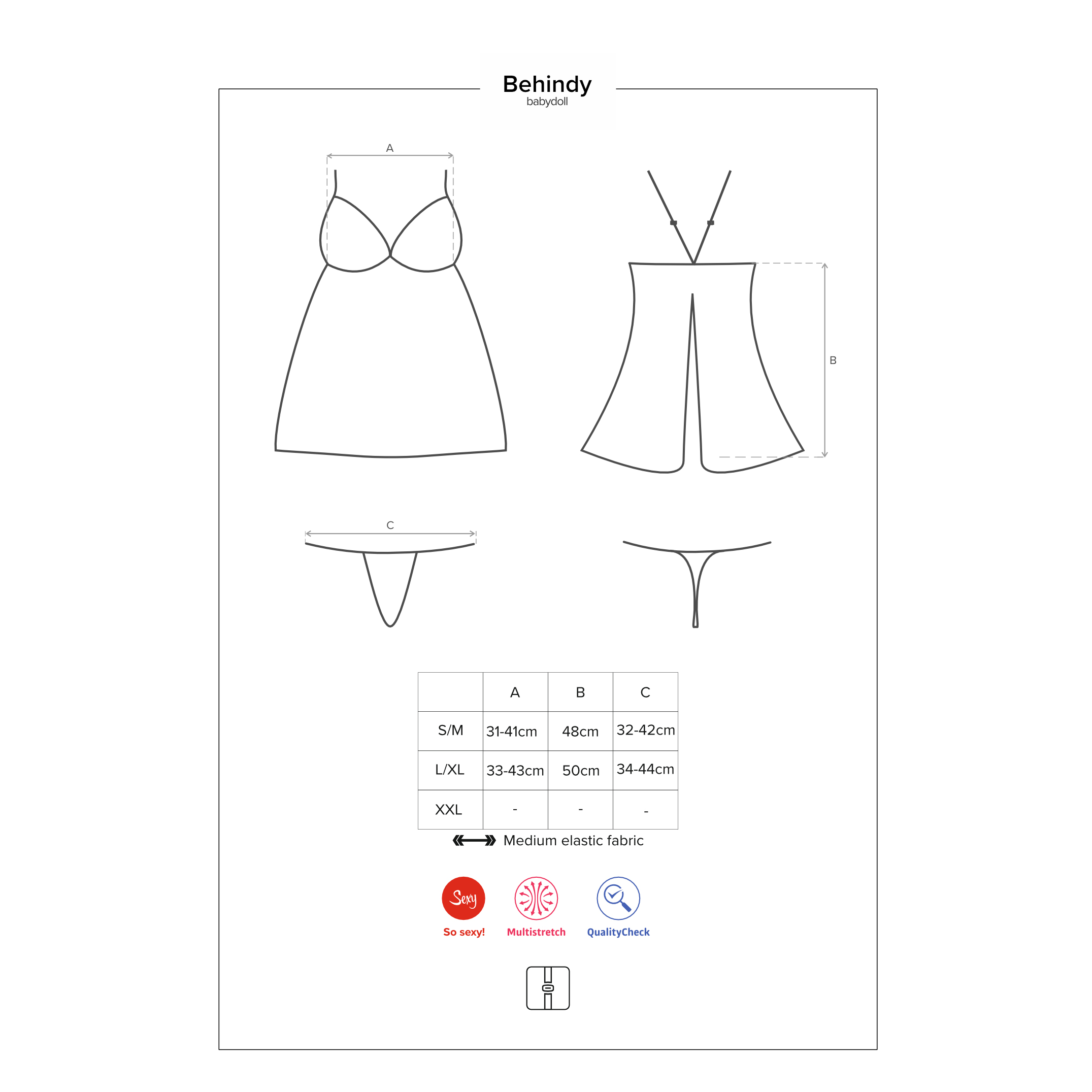 CAMISA DE NOITE E TANGA BEHINDY OBSESSIVE PRETA - Image 6