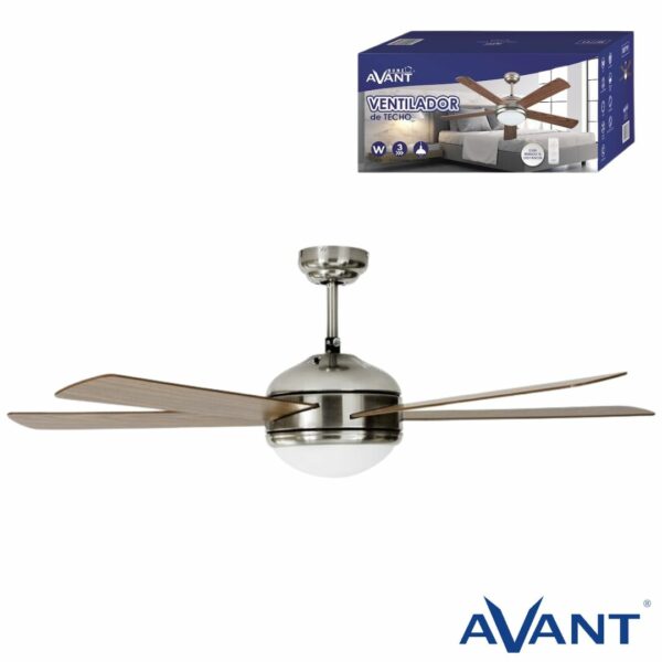 VENTILADOR AVANT TECHO GRIS/MADERA 132CM 65W C/LAMP+MANDO