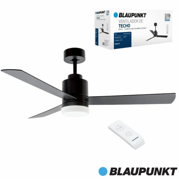 VENTILADOR BLAUPUNKT TECHO 132CM 65W LAMPARA LED 18W Y MANDO