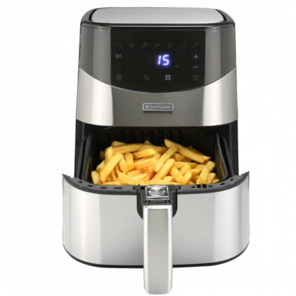 Freidora electrica sin aceite bourgini air fryer 4 inox digital 4l 1500w