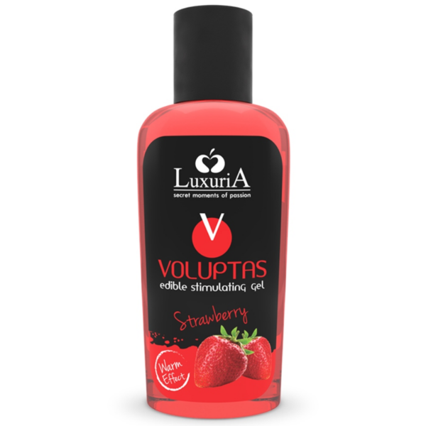 GEL DE MASSAGEM COMESTÍVEL LUXURIA VOLUPTAS EFEITO AQUECENTE - MORANGO 100 ML