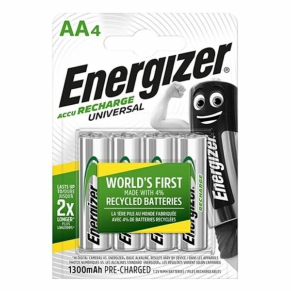 ENERGIZADOR UNIVERSAL RECARREGÁVEL BATERIA HR6 AA 1300mAh 4 UNIDADE