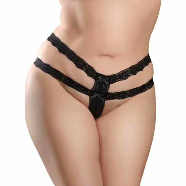 HOOK UP PANTIES - CROTCHLESS SECRET GEM BLACK BOW - Image 5