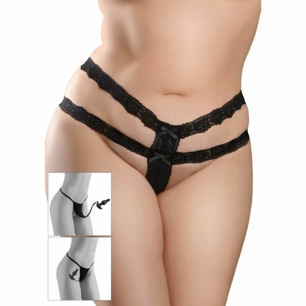 HOOK UP PANTIES - CROTCHLESS SECRET GEM BLACK BOW - Image 2