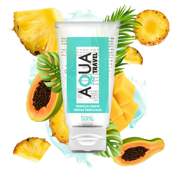 AQUA TRAVEL - LUBRIFICANTE AQUA TRAVEL BASE DE ÁGUA FRUTAS TROPICAIS - 50 ML