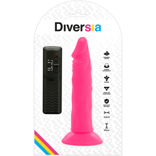 DIVERSIA - DILDO FLEXÍVE COM VIBRAÇÃO 23 CM - ROSA - Image 7