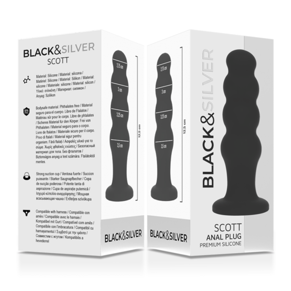 BLACK&SILVER - PLUG ANAL DE SILICONE SCOTT PREMIUM PRETO - Image 6