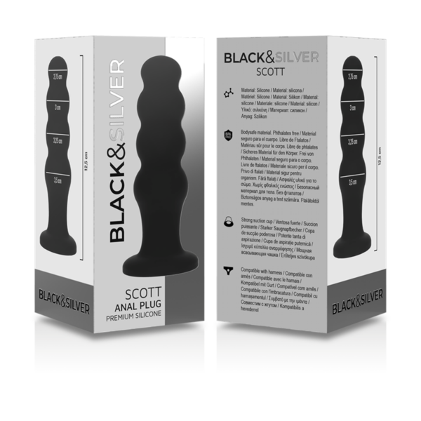 BLACK&SILVER - PLUG ANAL DE SILICONE SCOTT PREMIUM PRETO - Image 7