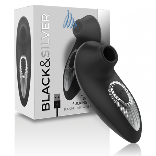 BLACK&SILVER - DRAKE DELUXE SUCKING VIBE SILICONE RECARREGÁVEL PRETO - Image 5