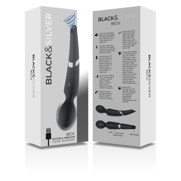 BLACK&SILVER - MASSAGEADOR DE SILICONE RECARREGÁVEL BECK E SUCÇÃO PRETO - Image 8