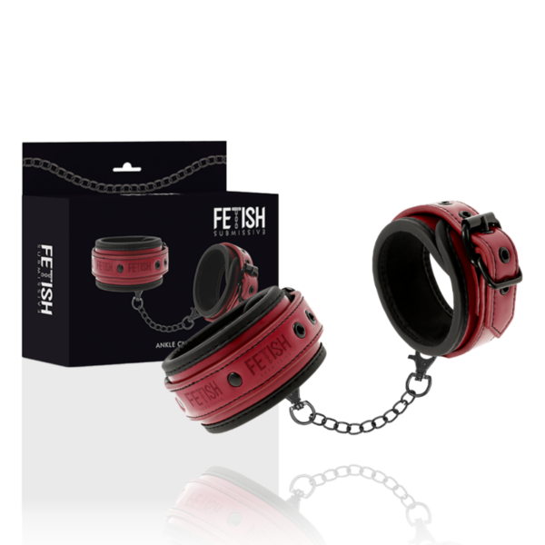 FETISH SUBMISSIVE DARK ROOM - ALGEMAS DE TORNOZELO DE COURO VEGANO COM FORRO DE NEOPRENE