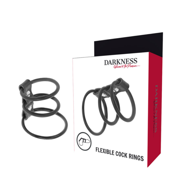 DARKNESS - CONJUNTO DE 3 ANÉIS PARA O PÉNIS FLEXÍVEIS