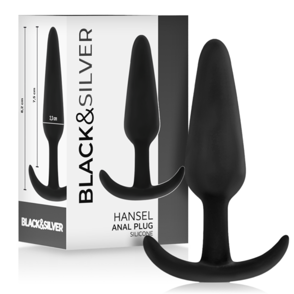 BLACK&SILVER - PLUG ANAL DE SILICONE HANSEL COM CABO PEQUENO