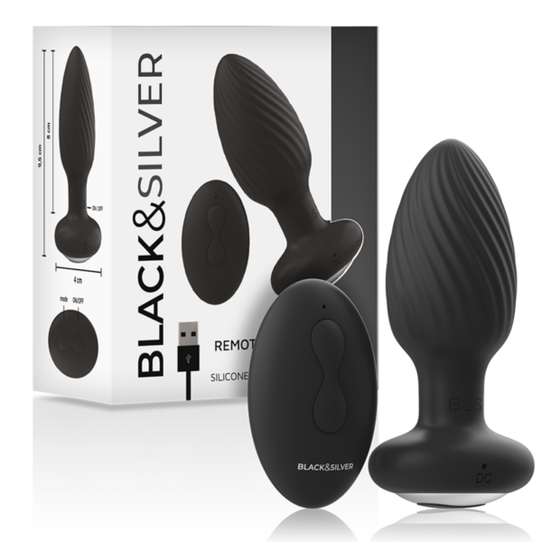 BLACK&SILVER - PLUG DE POÇOS SILICONE ANAL ROTATOR CONTROLE REMOTO - Image 2