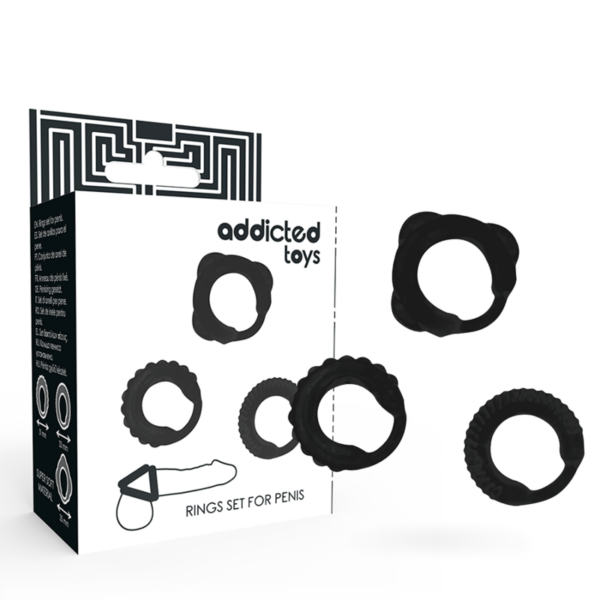 ADDICTED TOYS  SET 3 ANILLOS PENE NEGRO