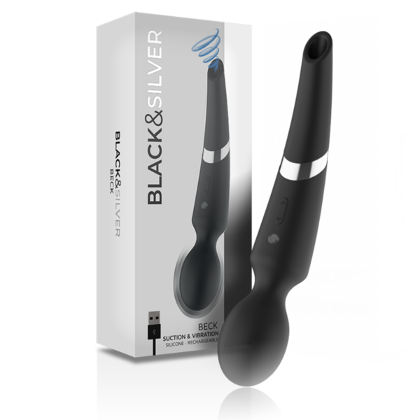 BLACK&SILVER - MASSAGEADOR DE SILICONE RECARREGÁVEL BECK E SUCÇÃO PRETO - Image 2