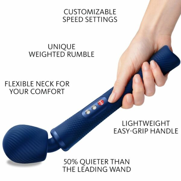 FÁBRICA DIVERTIDA - VIM SILICONE RECARREGÁVEL VIBRATÓRIA PESADA RUMBLE WAND  MEIA-NOITE - Image 2