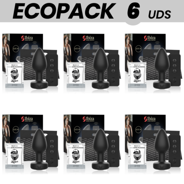 ECOPACK 6 UNIDADES - PLUG ANAL IBIZA CONTROLE REMOTO TAMANHO M