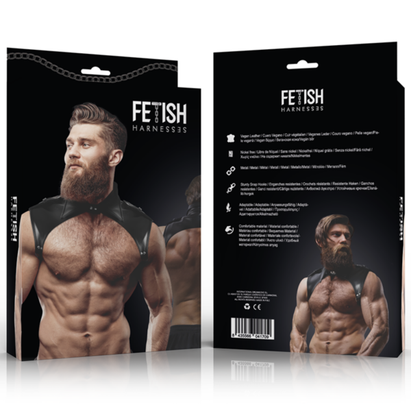 FETISH SUBMISSIVE ATTITUDE - ARNÊS DE PESCOÇO DE COURO ECO AJUSTÁVEL BRIGADA MASCULINA - Image 4