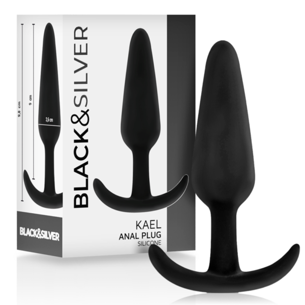 BLACK&SILVER - PLUG ANAL DE SILICONE KAEL COM CABO MÉDIO