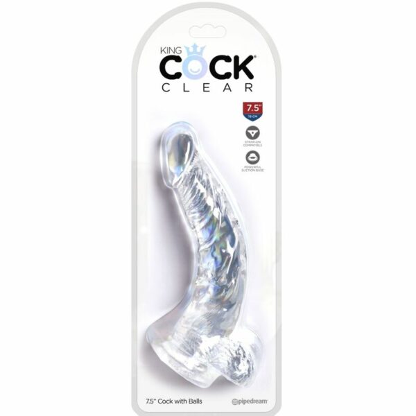 KING COCK CLEAR - PÊNIS CURVO REALISTA COM BOLAS 16,5 CM TRANSPARENTE - Image 4