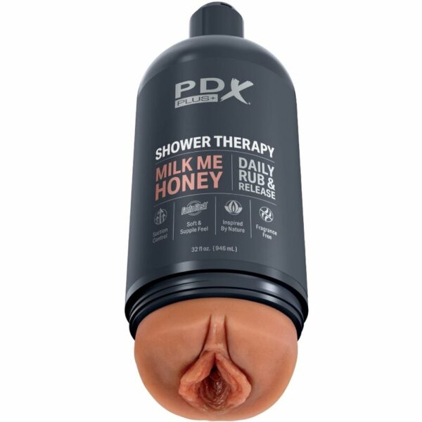 PDX PLUS - MASTURBADOR DE STROKER DE DESIGN DISCRETO COM GARRAFA DE SHAMPOO MILK ME HONEY CANDY