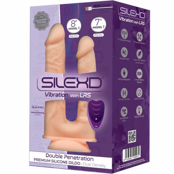 SILEXD - MODELO 1 VIBRADOR DE DUPLA PENETRAÇÃO DE PÊNIS REALISTA PREMIUM SILEXPAN CONTROLE REMOTO DE SILICONE 17,5 / 19,5 CM - Image 3