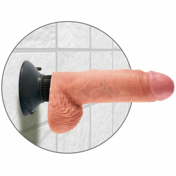 KING COCK 20,3 CM VIBRANTE GALO COM BOLAS CARNE - Image 3