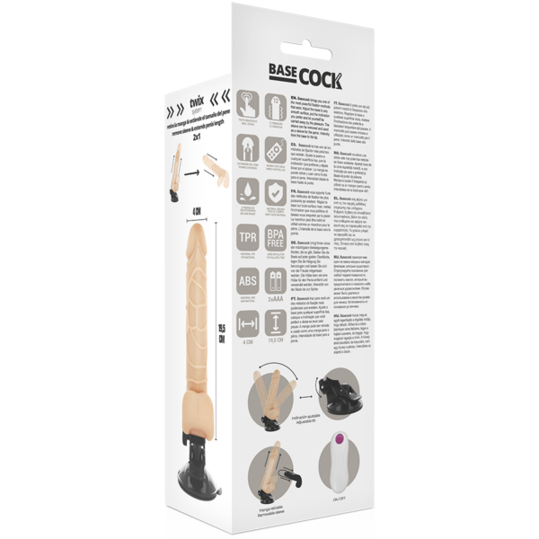 BASECOCK - VIBRADOR REALISTA CONTROLE REMOTO  COM TESTÍCULOS 19,5CM - Image 4