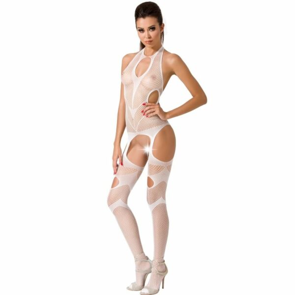 PASSION WOMAN BS053 BODYSTOCKING WHITE ONE SIZE