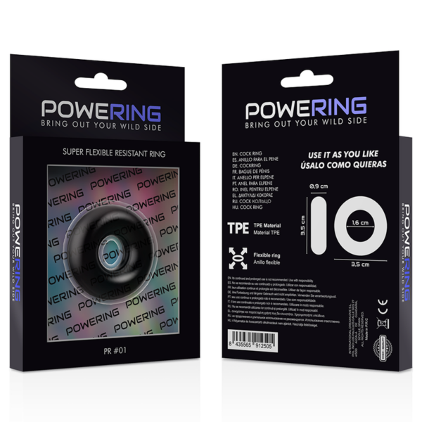 POWERING - ANEL PARA O PÉNIS SUPER FLEXÍVEL E RESISTENTE 3,5 CM PRETO - Image 12