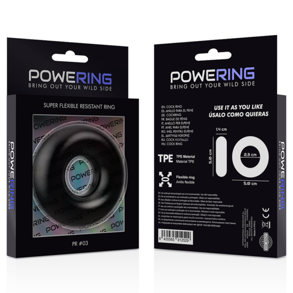 POWERING - ANEL PARA O PÉNIS SUPER FLEXÍVEL E RESISTENTE 5CM PR03 PRETO - Image 12